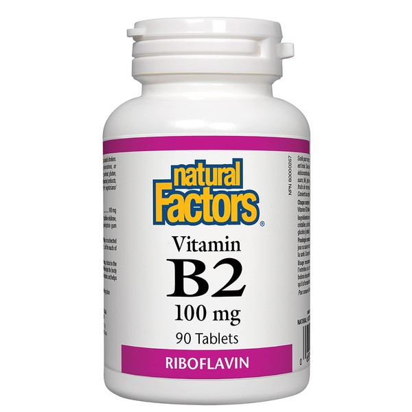 Natural Factors - Vitamin B2 Riboflavin 100mg, Support for Energy & Normal Metabolism, 90 Tablets