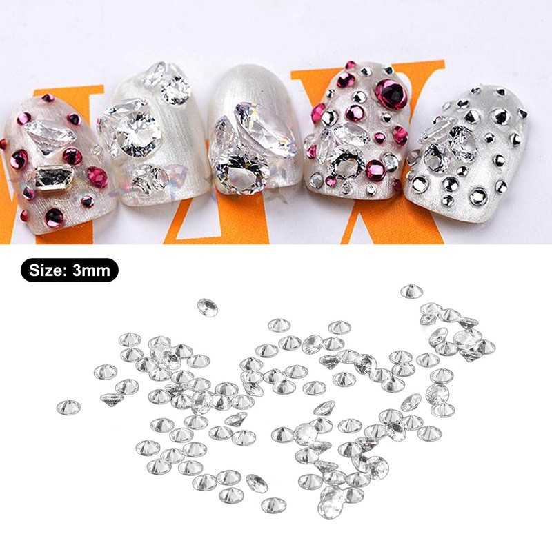 100pcs Transparent Rhinestones Mini Sharpened Bottom Exquisite Crystal Gems for