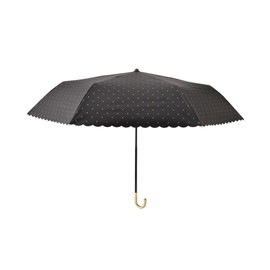 Francfranc Flanc Blackout Dot Glitter Heat Cut Folding Umbrella, 19.7 inches (50 cm) (For Rain or Shine), Black