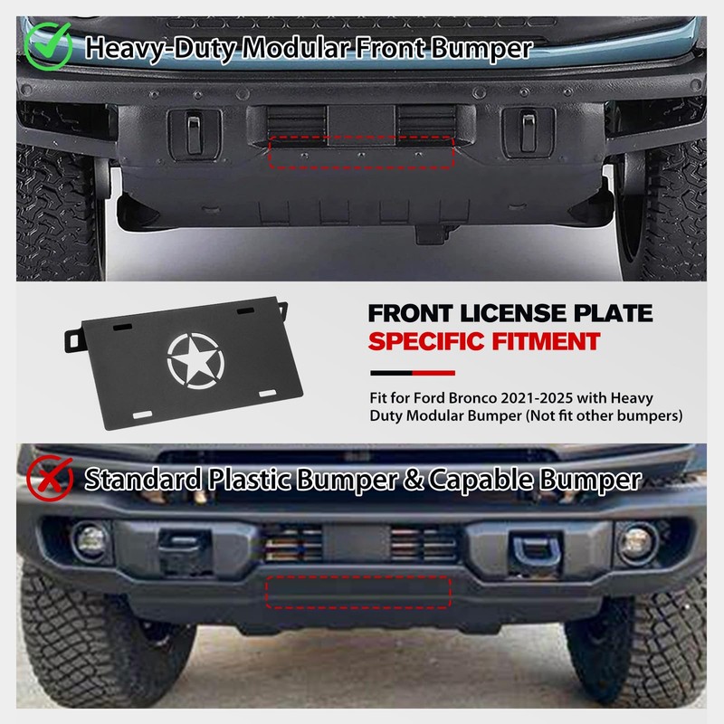 FieryRed Front License Plate Frame for Ford Bronco, Aluminum Alloy