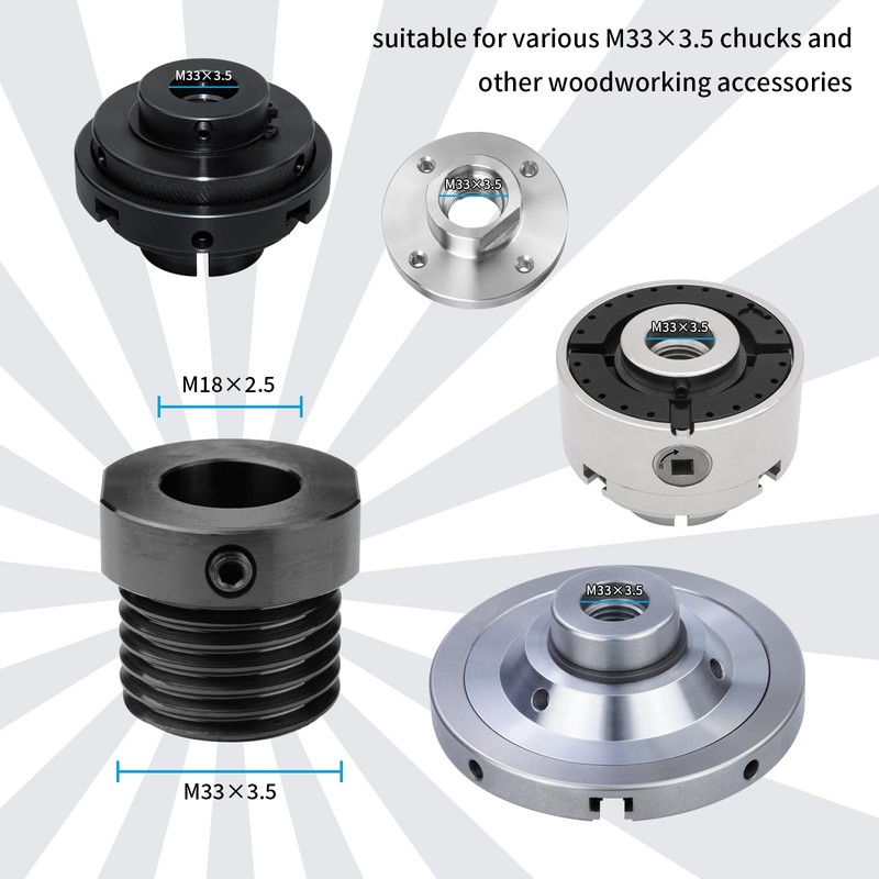 DEEFIINE Woodworking Spindle Adapter Converts M18 x 2.5mm to M33