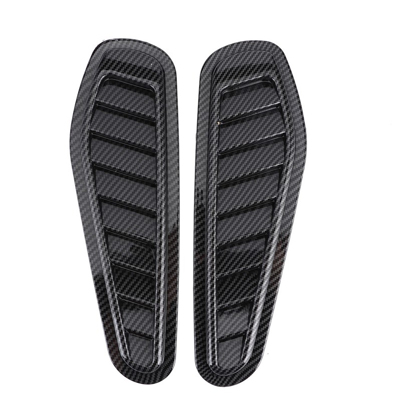 2pcs Carbon Fiber Style Car Air Flow Intake Decorative Scoop
