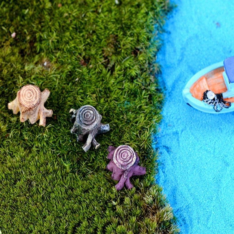aoukoslt 3 Pcs Artificial Tree Stump Mini Garden Figurines, Gnomes