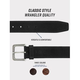 Wrangler Men’s Leather Belt, Country Casual Every Day Belt for Jeans, Black, 32 (waist 29-30)