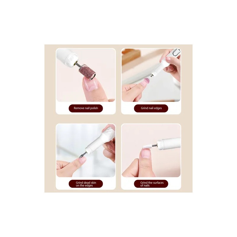 Kit Taladro De Uñas Inalámbrico Recargable Eléctrico