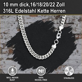 Rajputana Cross Necklace for Men, 316L Stainless Steel Chain, Men's Cross Chain Necklace, Layered Cuban Figaro Chain, Christian Jewellery Gifts, 16/18/20/22 Inches, No Gemstone