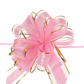 MECCANIXITY 10pcs 7 Inch Large Pull Bow Gift Wrapping Bows Ribbon Organza Pink for Wedding Baskets Presents Christmas Party