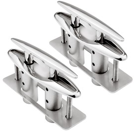 SHENGHUISS Boat Pull Up Deck Cleat 316 Stainless Steel Retractable Heavy Duty Flush Mount Dock Cleat with Backing Plate and Lock Nuts 8 inch 2 Pack