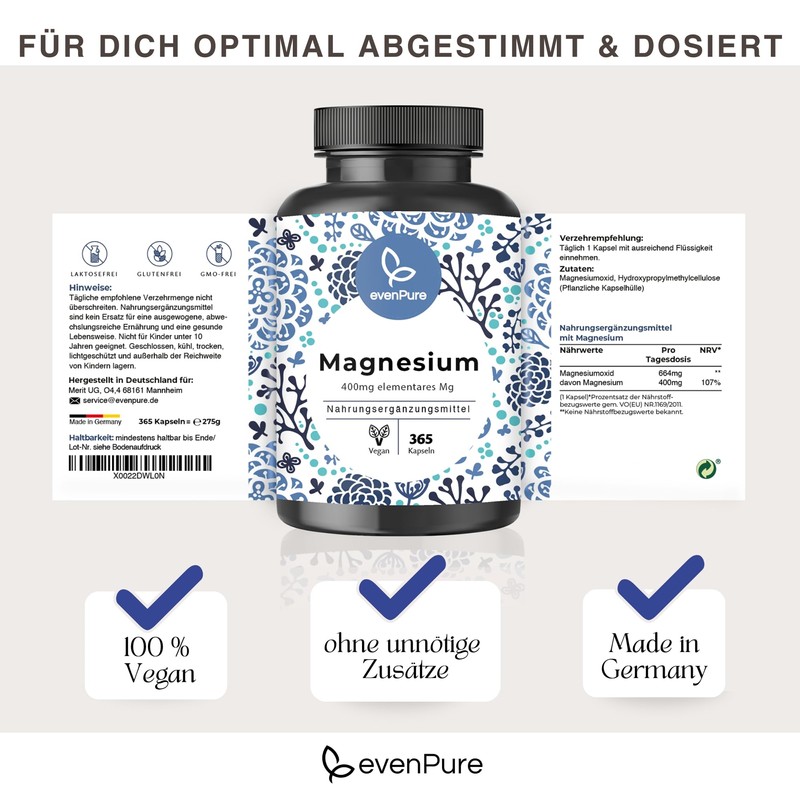 Magnesium Oxide - 365 Capsules - 664mg of which 400mg