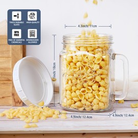 2 Pack Large Mason Jars, 74 oz Wide Mouth Glass Jar with Lid for Fridge, Glass Canisters DIY Favor Decor, Food Container for Sugar, Cookie, Flour, Pickle