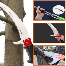 Heytaful Manual Pole Saw 30 FT Extendable Tree Pruner High Branches Trimming for Pruning Palms and Shrubs with Long Handle (Red)