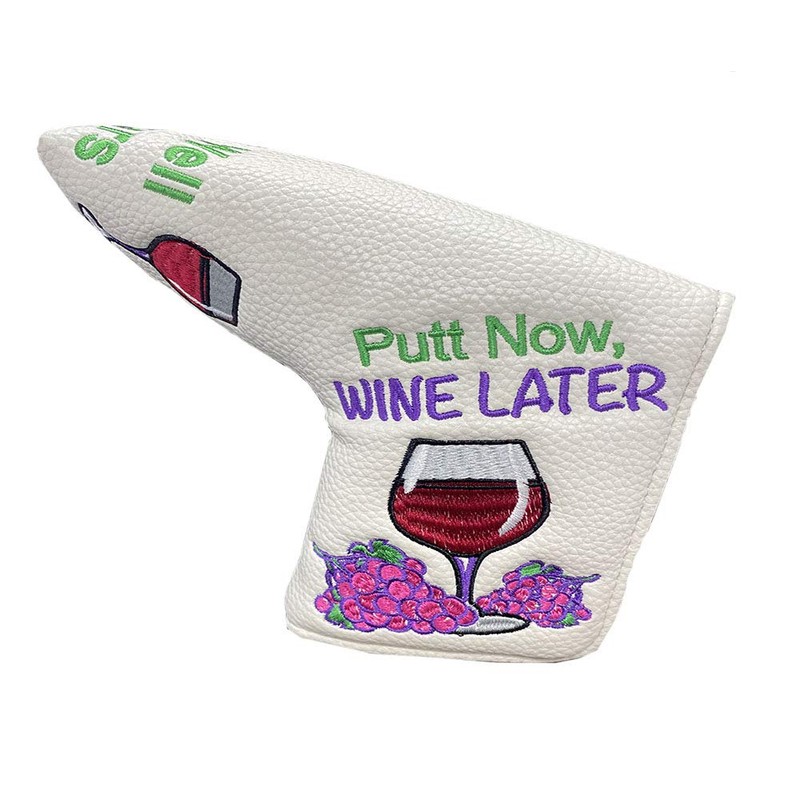Giggle Golf Blade Putter Cover, PU Leather with Embroidered Designs
