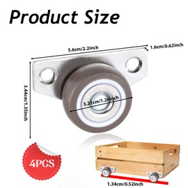 Pack of 4 Side Castors, Furniture Castors, 32 mm, Small Fixed Castors, Box Castors for Side Mounting, Dark Grey Castors, Small Fixed Castors for Bed Boxes, Floor Drawers, Small Appliances, Furniture,