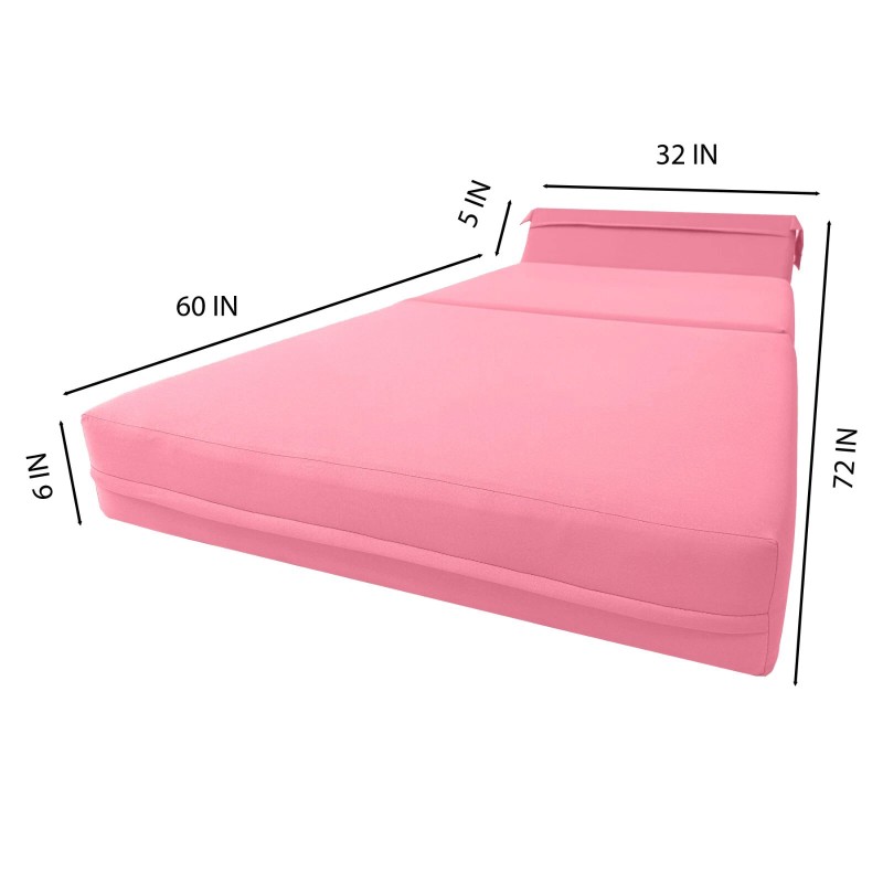 Amfuton Pink Sleeper Chair Folding Foam Beds, Portable Lounger Bed