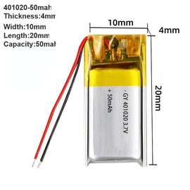 3.7V Lipo Polymer Rechargeable Battery for Smart Bracelet LED Light (401020-50mah)