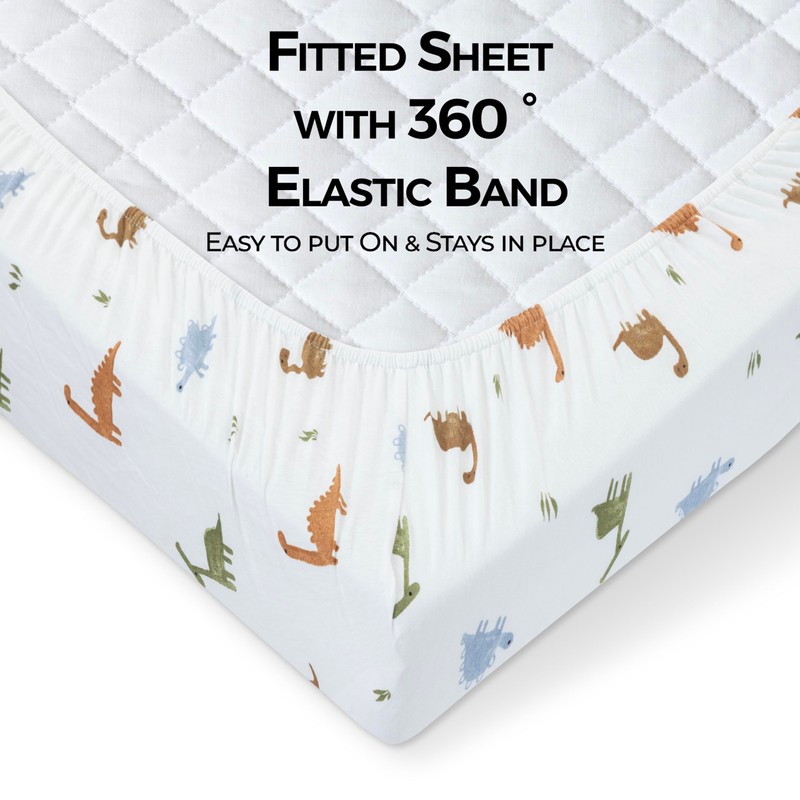 Dreamology Cot sheets, 2 Pack,100% Cotton Jersey Fitted sheets, 2