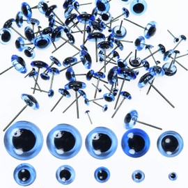 TOAOB 100pcs Blue Glass Eyes Kits Craft Eyes 3mm to 12mm for Doll Making Needle Felting Crafts