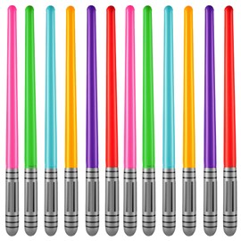 Inflatable Light Sabers for Kids - (Pack of 12) 35-inch Neon Color Blow-Up Toy Saber Swords, Party Favors, Goodie Bags, Star Galaxy Theme Birthdays & Prize Toys