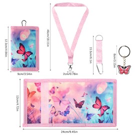 GmeDhc Children's Neck Pouch, Children's Wallet with Key Ring and Lanyard, Purse for Boys and Girls, butterfly, Fashion