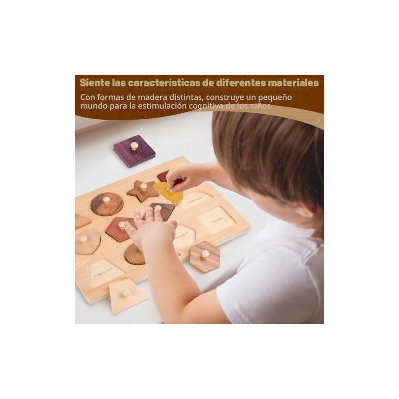 Adena Montessori Rompecabezas de madera para bebés de 12 a