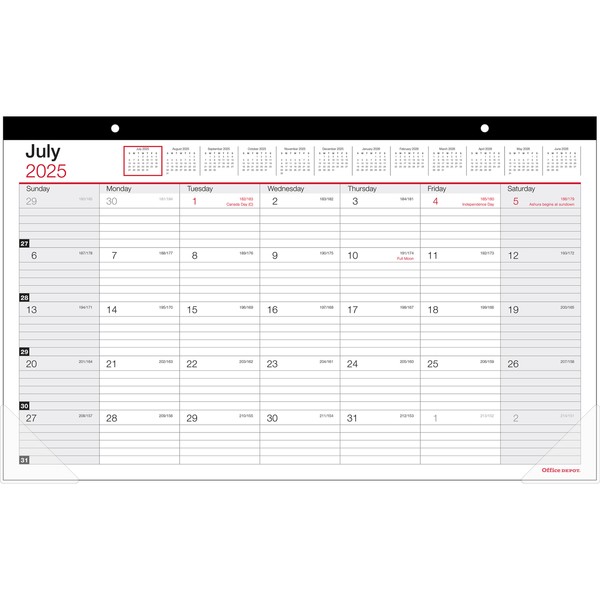 Office Depot 25-26 OD Brand Monthly Academic Desk Calendar, 17-3/4"