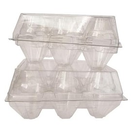 Clear Plastic Tri-Fold Split 6-Egg Carton [100 Pack]