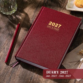 2026 Diary - Diary 2026 Full Page Per Day, Page A Day Calendar, Jan. 2026 - Dec. 2026, 5.8" x 8.4", Agenda for 365 Days - Hardcover Red