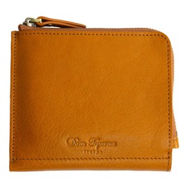 DomTeporna Italy Men's Bifold Wallet, Genuine Leather, L-Shaped Zipper, Coin Pocket, Bi-fold Wallet, Italian Leather, Cowhide Leather, L Zipper, Small Wallet, Brown