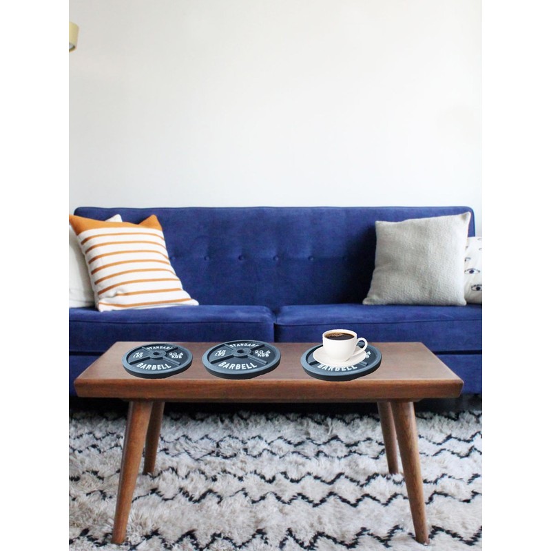 Coasters for Drinks Set of 6 Barbell Plate Weight Drink