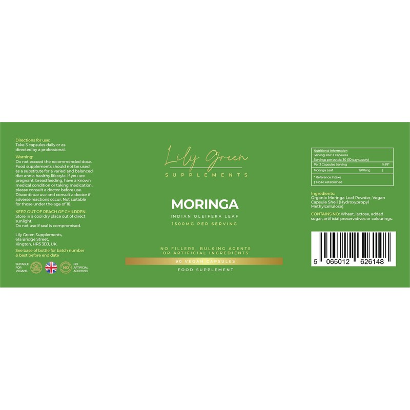 Lily Green | Organic Moringa 1500mg per Serving | 90