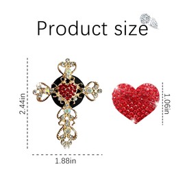 Bittwee Bling Car Air Vent Clip, 2PCS Rhinestone Cross and Heart Vehicle Air Conditioner Outlet Vent Charm, Cute Diamond Decoration Clamp, Universal Automotive Interior Accessories (Red)