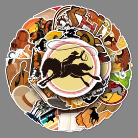 50Pcs Western Cowboy Stickers Cartoon Funny Western Sticker for Water Bottle Laptop Skateboard Scrapbook Phone Luggage Bike Helmet Computer,Vinyl Waterproof Cool Decals for Teens Adults Kids