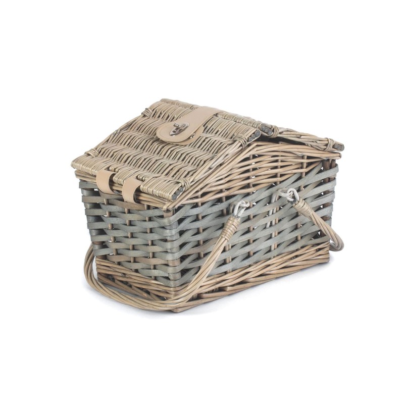 Red Hamper Poplar Antique Wash Swing Handle Picnic Basket, Brown