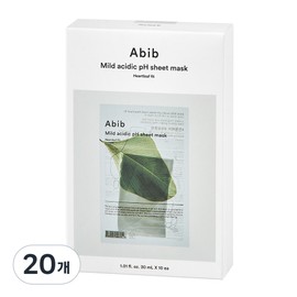 Aviv Mildly Acidic pH Sheet Mask Houttuynia Cordata Fit 30ml, 1 pack, 20 pieces / 아비브 약산성 pH 시트 마스크 어성초 핏 30ml, 1개입, 20개