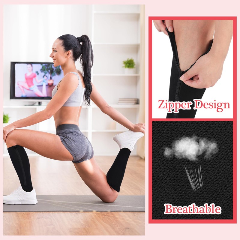 Tarpop 4 Pairs Women Zipper Compression Sock Colorful 20-30mmhg Compression