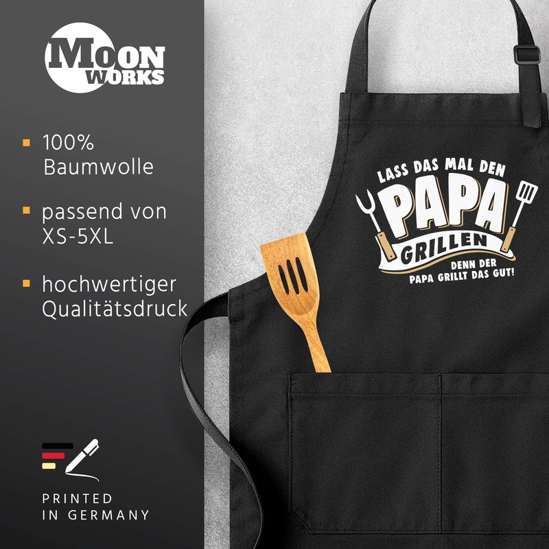 MoonWorks® BBQ Apron with Saying Grillseargent Born to Grill-Geschenke Men