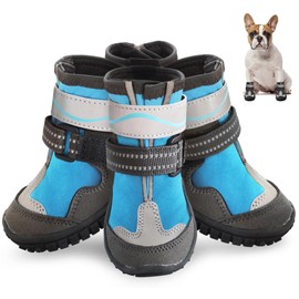 Dog Shoes, Otunrues Dog Shoes for Small Medium Large Dogs, Anti-Slip Dog Boot with Reflective, Waterproof Dog Booties & Paw Protectors for Winter Snowy Hot Pavement Day (Blue,2XL)