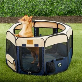 PRECISION PET PRODUCTS Soft Side Play Yard with Heavy Duty Carrying Case