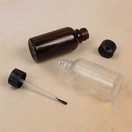 Junfamilee 4 Pcs 20ml Empty Refillable Nail Polish Bottles Transparent Glass Nail Varnish Bottles Containers with Brush Cap for Nail Art Nail Polish Nail Art and Polish（Transparent）