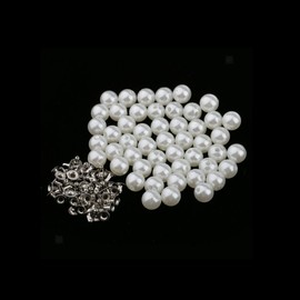 Trimming Shop Pearl Rivets Round Rivets with Pins for Decorating Clothing, Bags, Leather Goods, Shoes Decoration, Jewellery Making - White, 6 mm
