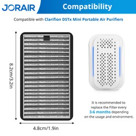 For DSTx HEPA + Carbon Filters Replacement Compatible with Clarifion DSTx Mini Personal Portable Air Purifiers for Home, Bedroom and Pets, Works for Dust, Smoke,Odors and Airborne Particles, 4 Pack