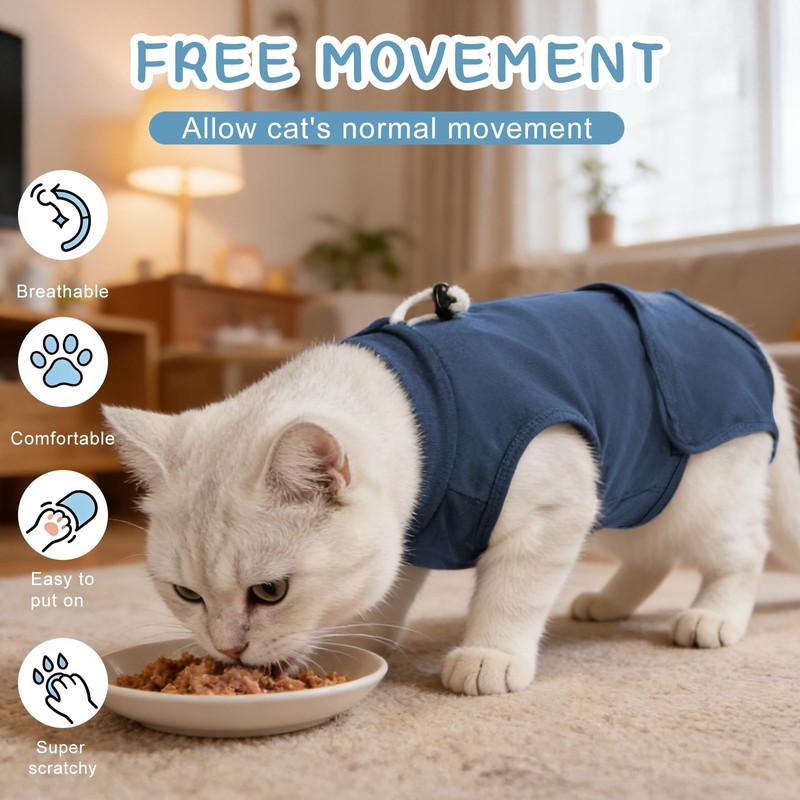 Gyuzh Cat Surgery Recovery Suit for Female Male Cats -