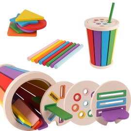 Aolso Wooden Sensory Toy, Montessori Toys Wood Color Sorting Toys, Early Learning Cause and Effect Toy for Colour Recognition and Motor Skills Development, Educational Toy Gift for Ages 1-3（Color）