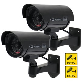 Pack of 2 Camera Dummy Camera Fake Surveillance Dummy Surveillance Camera with Red Flashing LED, Camera Dummy Camera with Red Flashing Surveillance Camera Dummy for Indoor and Outdoor Use