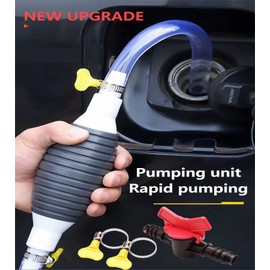 Manual oil pump, new multifunctional suction pump with durable PVC pipe of 6.5 feet. The oil fuel transfer pump,gas siphon pump for gasoline, and fish tank water exchange siphon hose