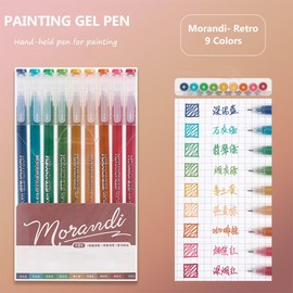 Yolaka Gel Pens with Fine Point 0.6mm, 9 Colors Drawing Pencils for Adult Coloring Books Smooth Writing Pen Set for Journaling(Morandi Retro)