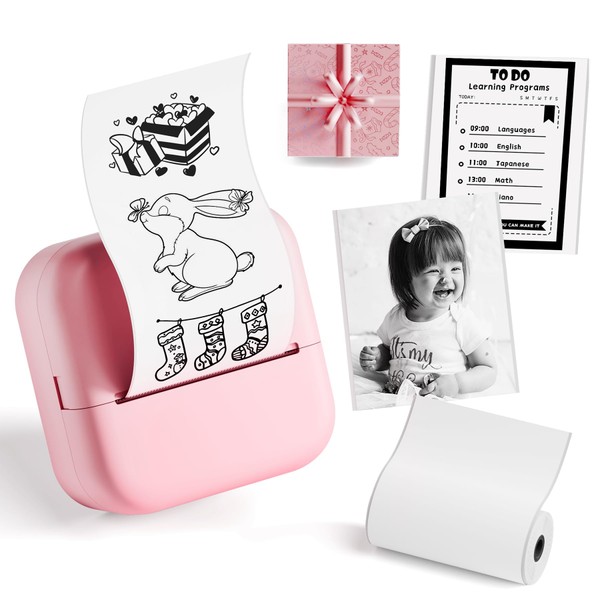 NelkoGlobal Sticker Printer, Mini Printer, Bluetooth Inkless Printer Compatible with