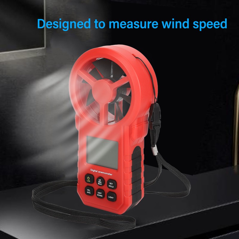 Digital Temperature Wind Speed Meter High Accuracy 5 Units Handheld