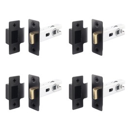 EAI Black Tubular Door Latch for Internal Doors - 3 Inch / 76mm - Pack of 4 Matt Black Tubular Mortice Latches