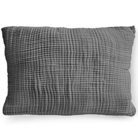 PinkZebra Organic Muslin Cushion Cover 40 x 80 cm for Children and Adults, Soft Pillowcase GOTS Certification, Made in EU, Cushion Cover with Zip, D.Grey